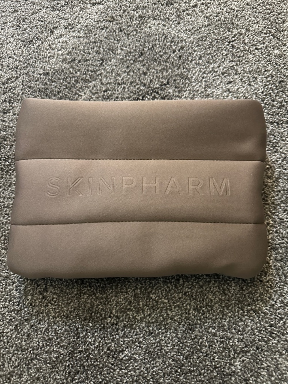 Taupe Embossed SKINPHARM Cosmetic Pouch